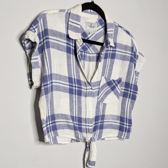 RAILS • Amelie Blue Plaid Tie Front Shirt Sz S - Picture 3 of 7